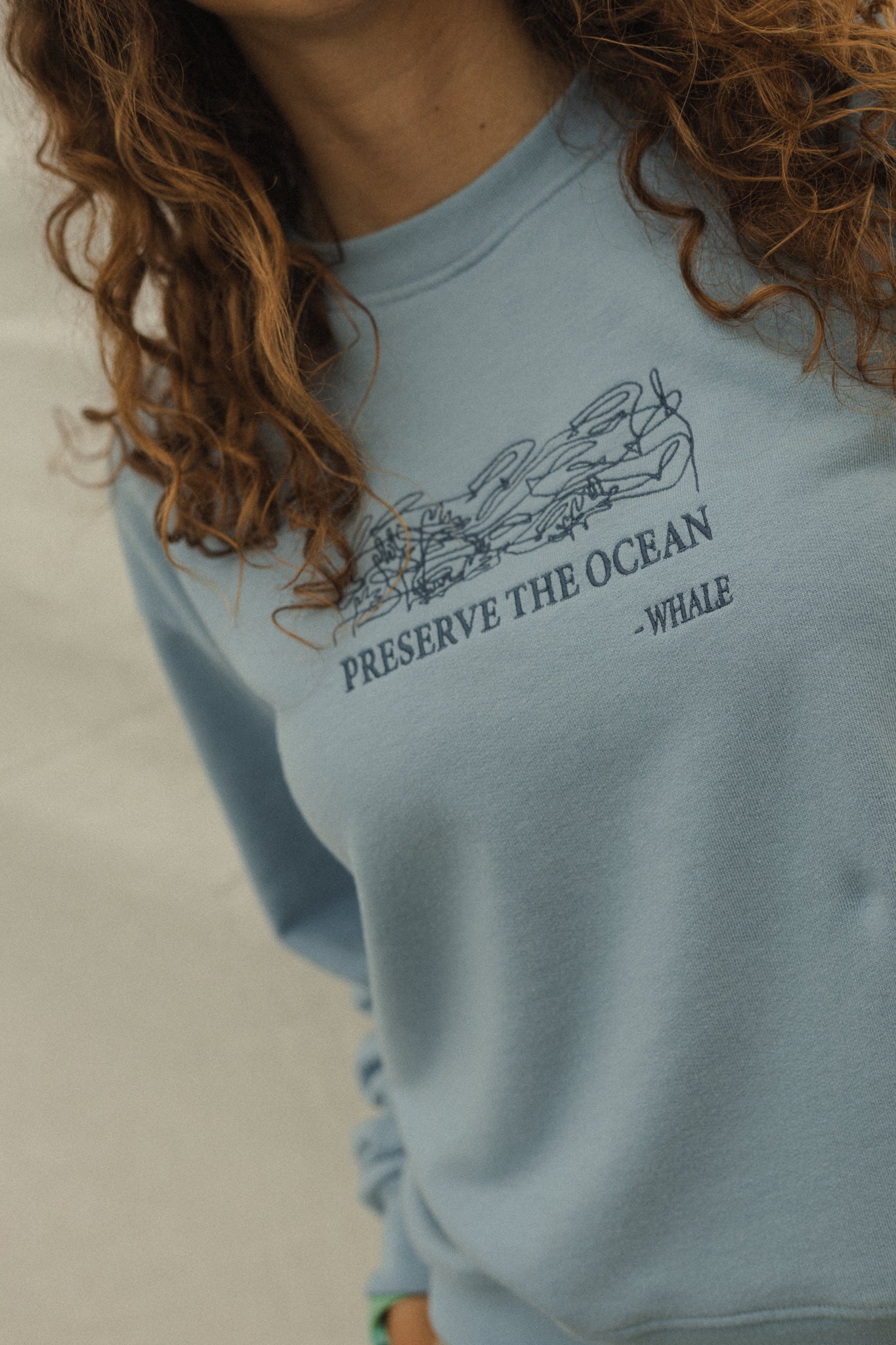 Blue Crop Illustrated Whale Sweatshirt