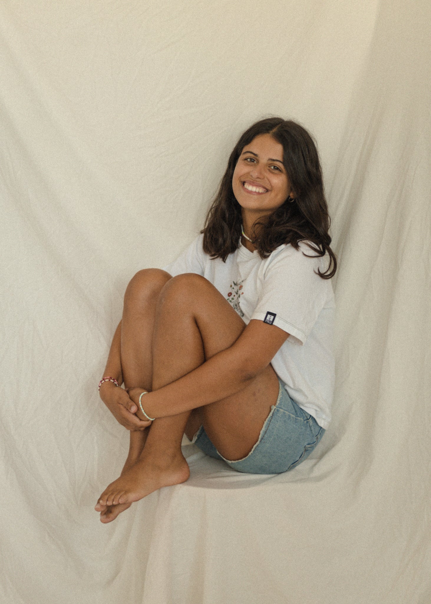 T-shirt Branca Crop Ilustrada Butterfly