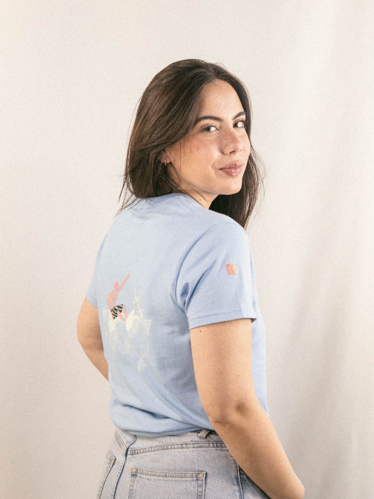 blue surfer fem model back