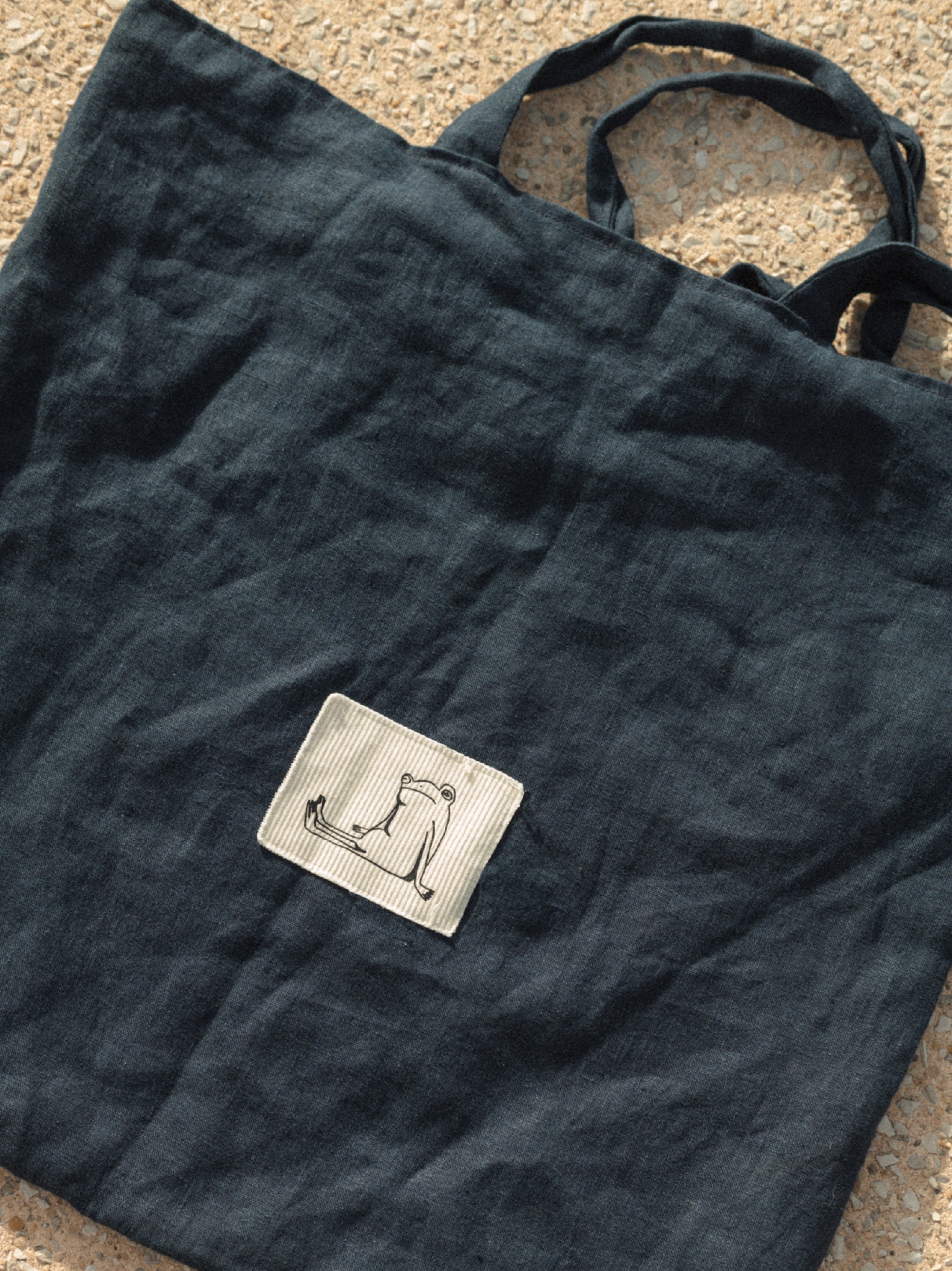 Blue Linen Large Tote Bag
