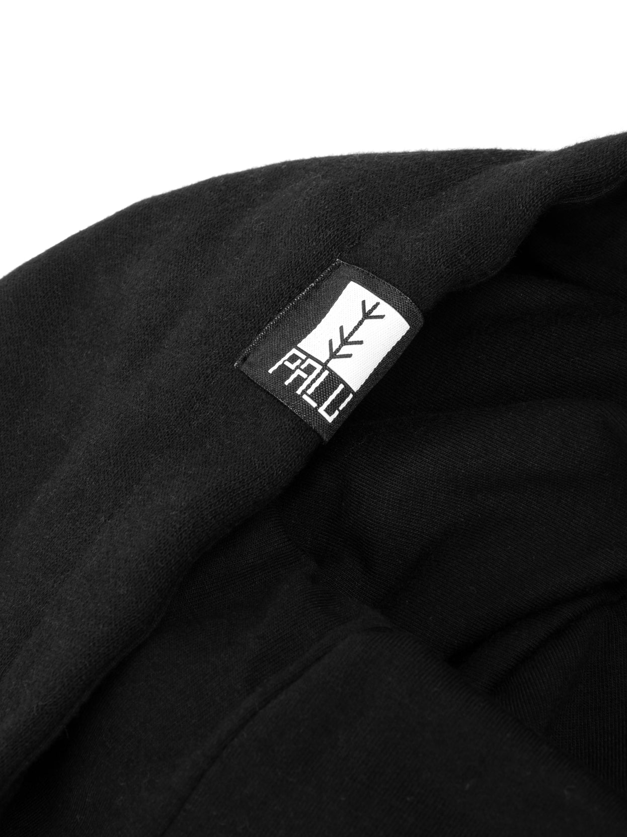 Black wave hoodie hood tag