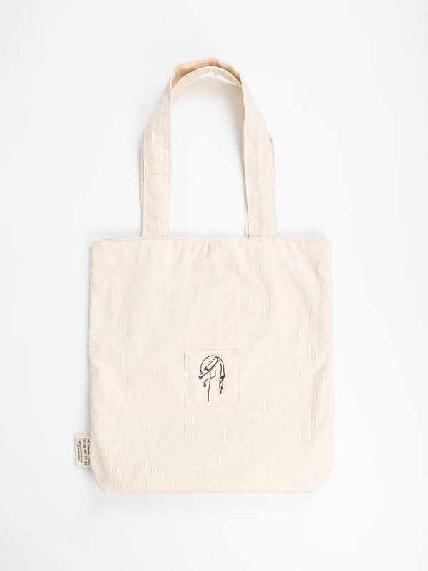 Light Beige Corduroy Tote Bag back